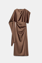 Satin Cape Midi Dress