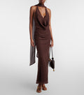 ROTATE Polka-Dot Halterneck Maxi Dress
