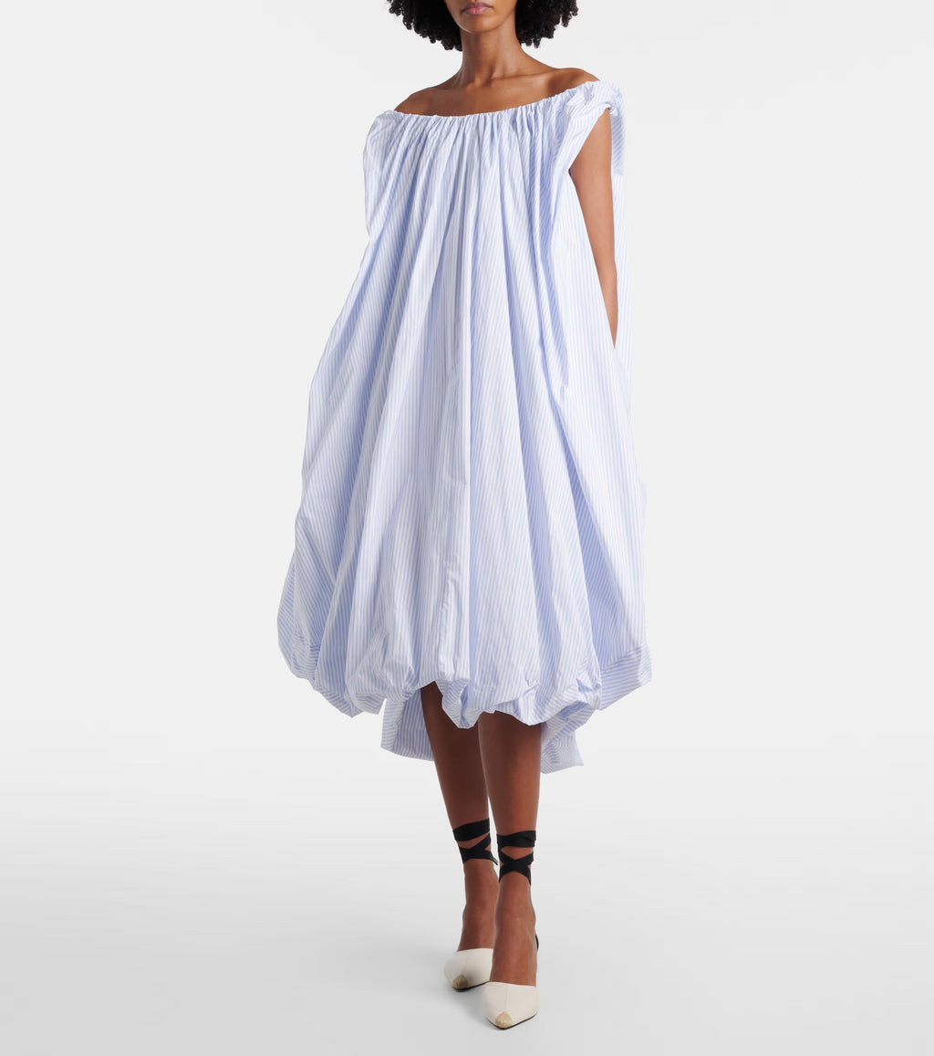 Jacquemus Lavande Gathered Striped Midi Dress