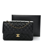 Caviar Quilted Jumbo Double Flap Black