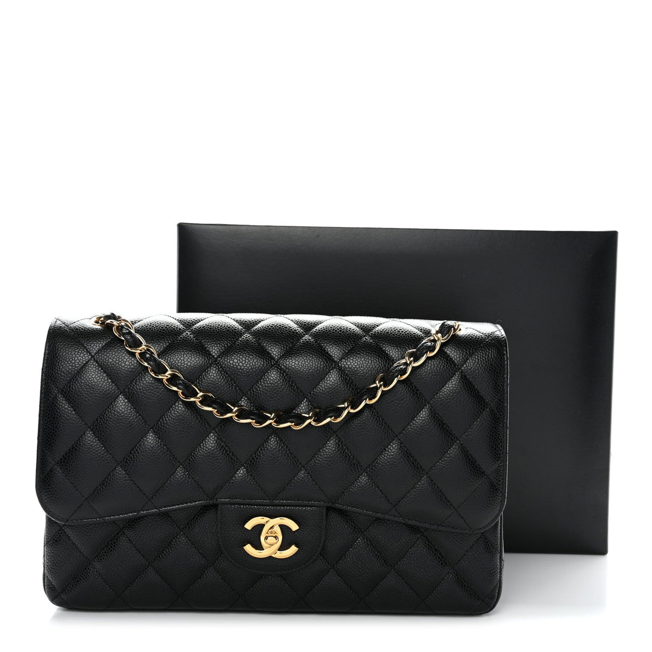 Caviar Quilted Jumbo Double Flap Black