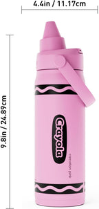 Crayola Chug Stainless Steel Water Bottle Carnation Pink, 16 oz
