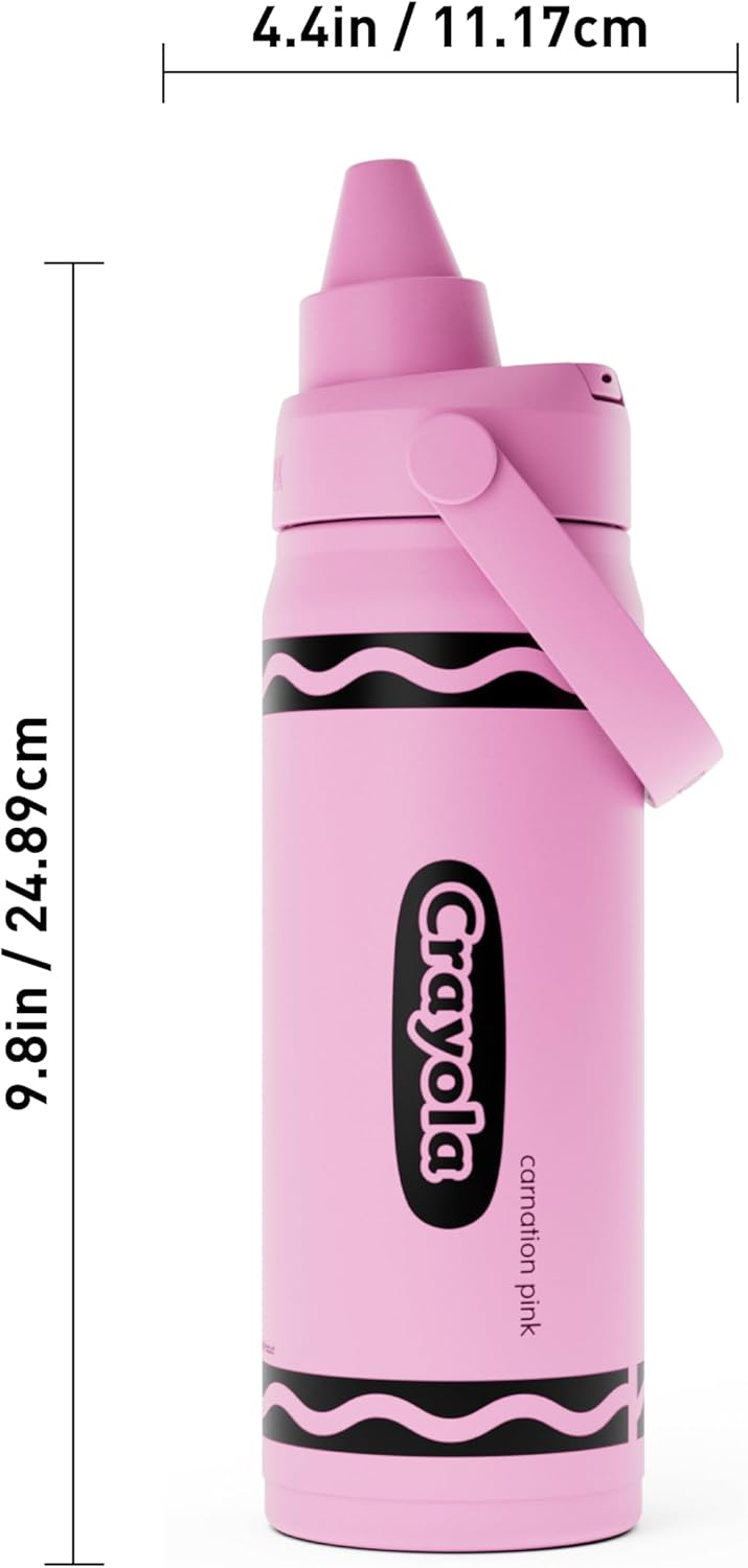 Crayola Chug Stainless Steel Water Bottle Carnation Pink, 16 oz