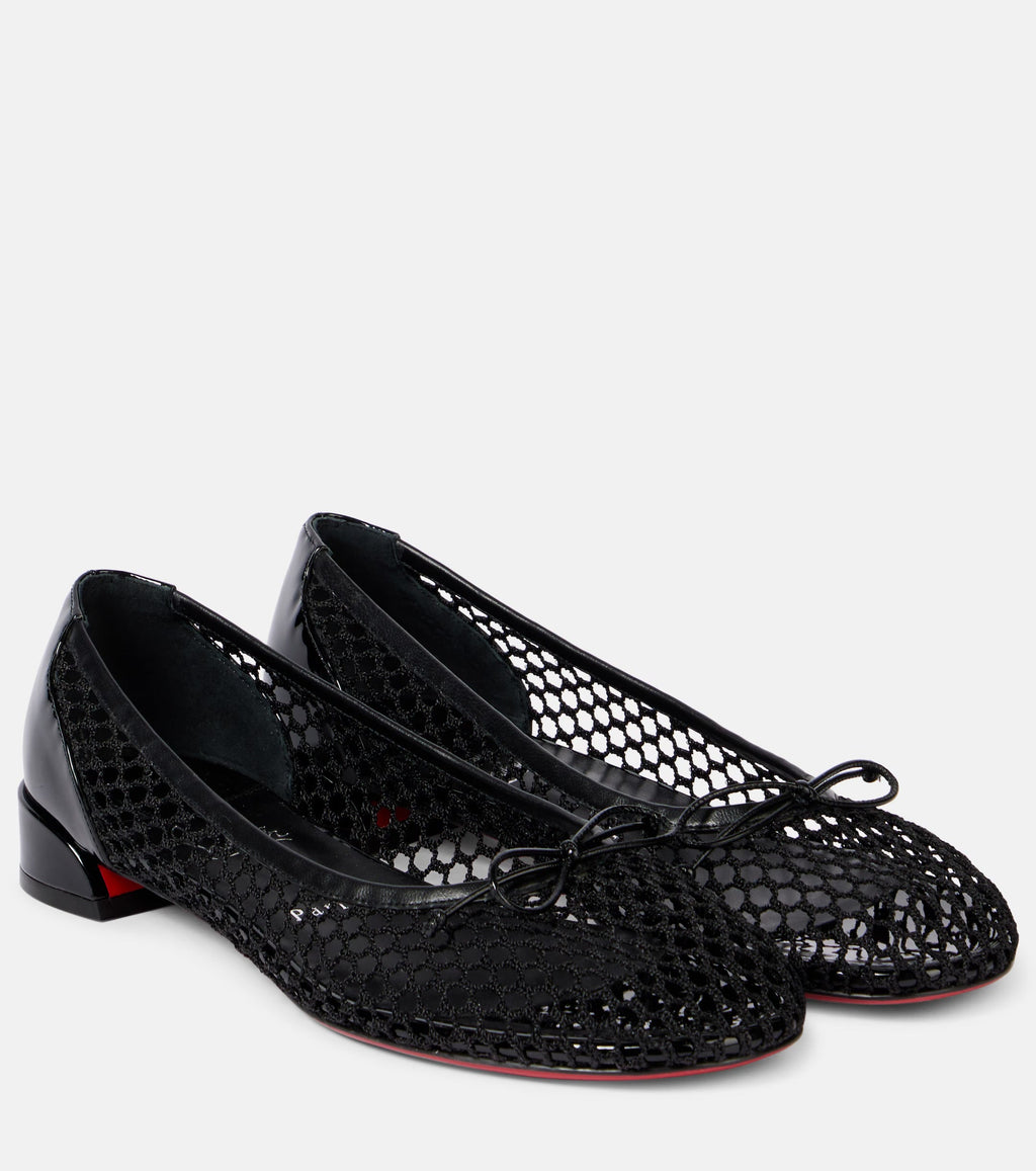 Christian Louboutin Sweetie Jane Cotton and Leather Ballet Flats