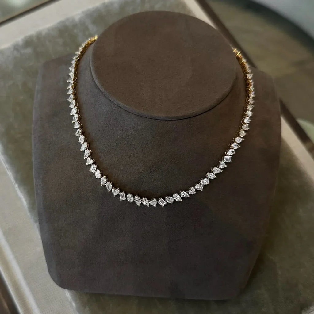18K Prong-Set Fancy Diana Diamond Tennis Necklace