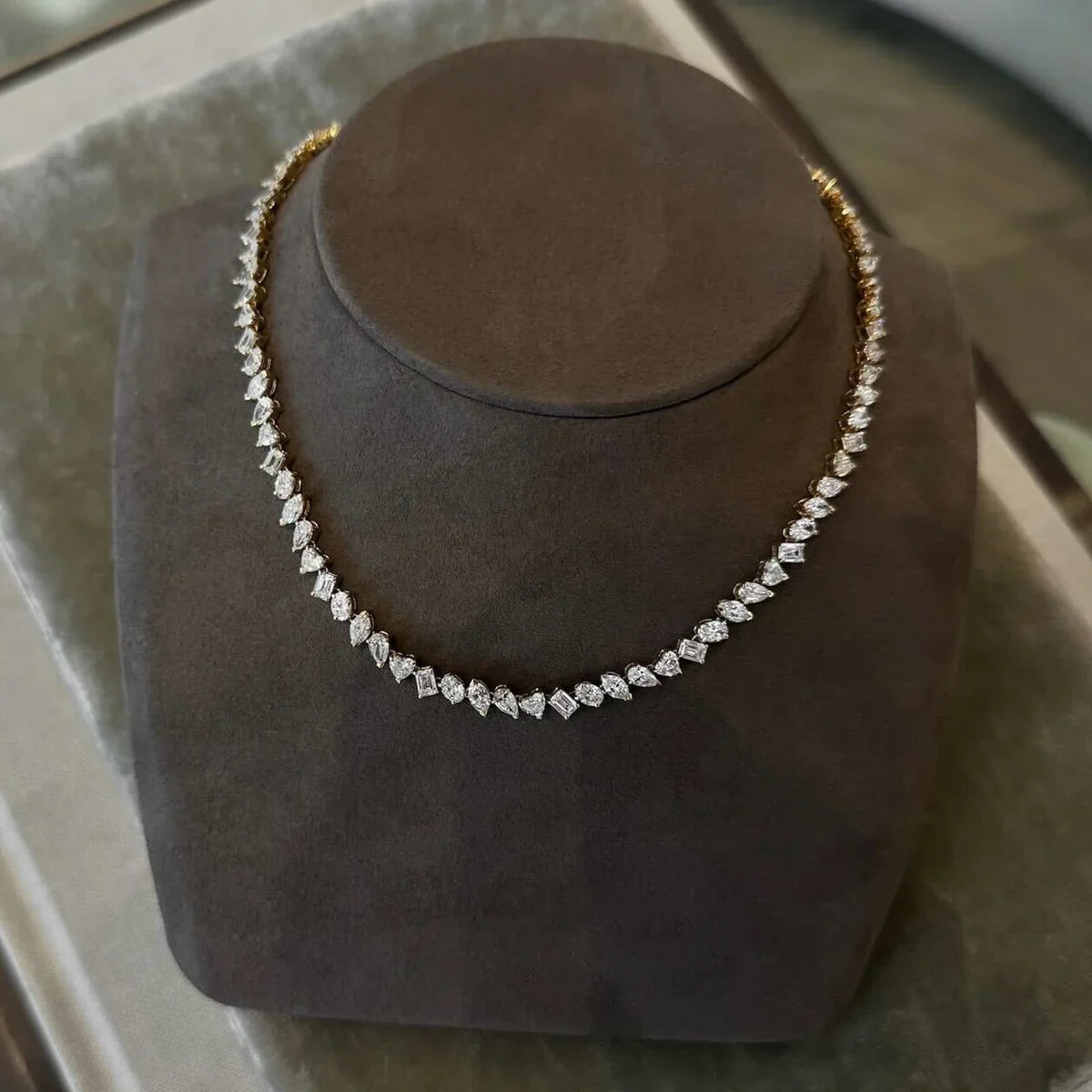 18K Prong-Set Fancy Diana Diamond Tennis Necklace