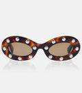 VLogo Studded Oval Sunglasses