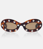 VLogo Studded Oval Sunglasses