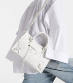 Balenciaga Le City Small Leather Shoulder Bag White