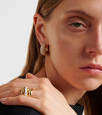 Sculpted Cable 18kt gold hoop earrings with diamonds
