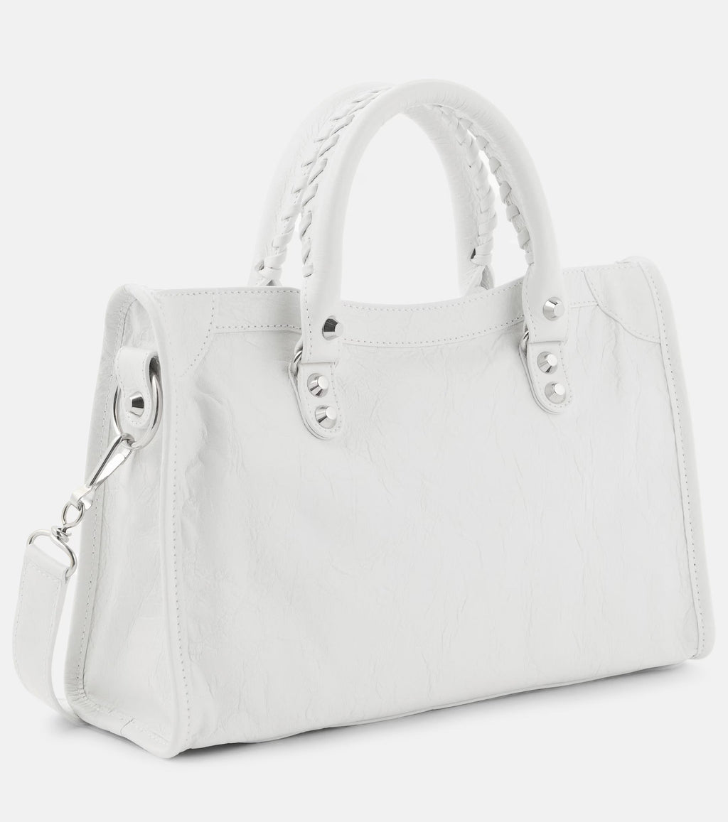 Balenciaga Le City Small Leather Shoulder Bag White