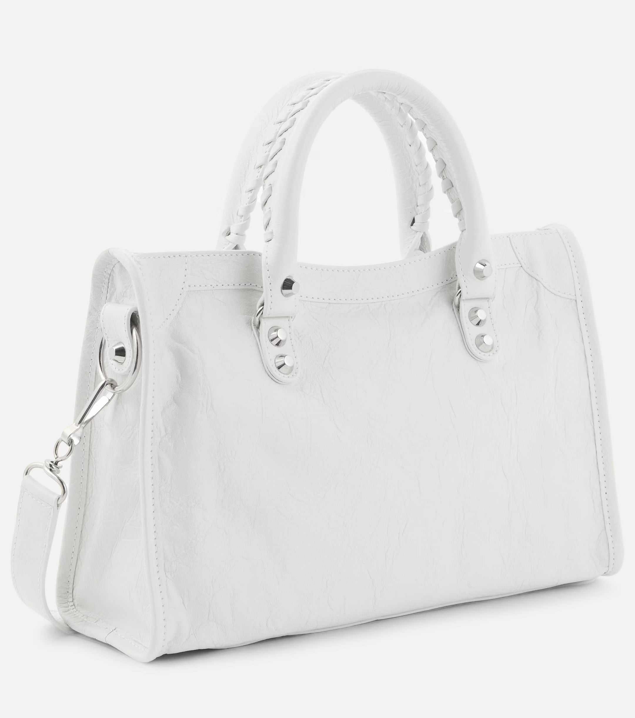 Balenciaga Le City Small Leather Shoulder Bag White