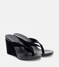 Phoebe Philo Suede Wedge Thong Sandals – Black