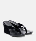Phoebe Philo Suede Wedge Thong Sandals – Black