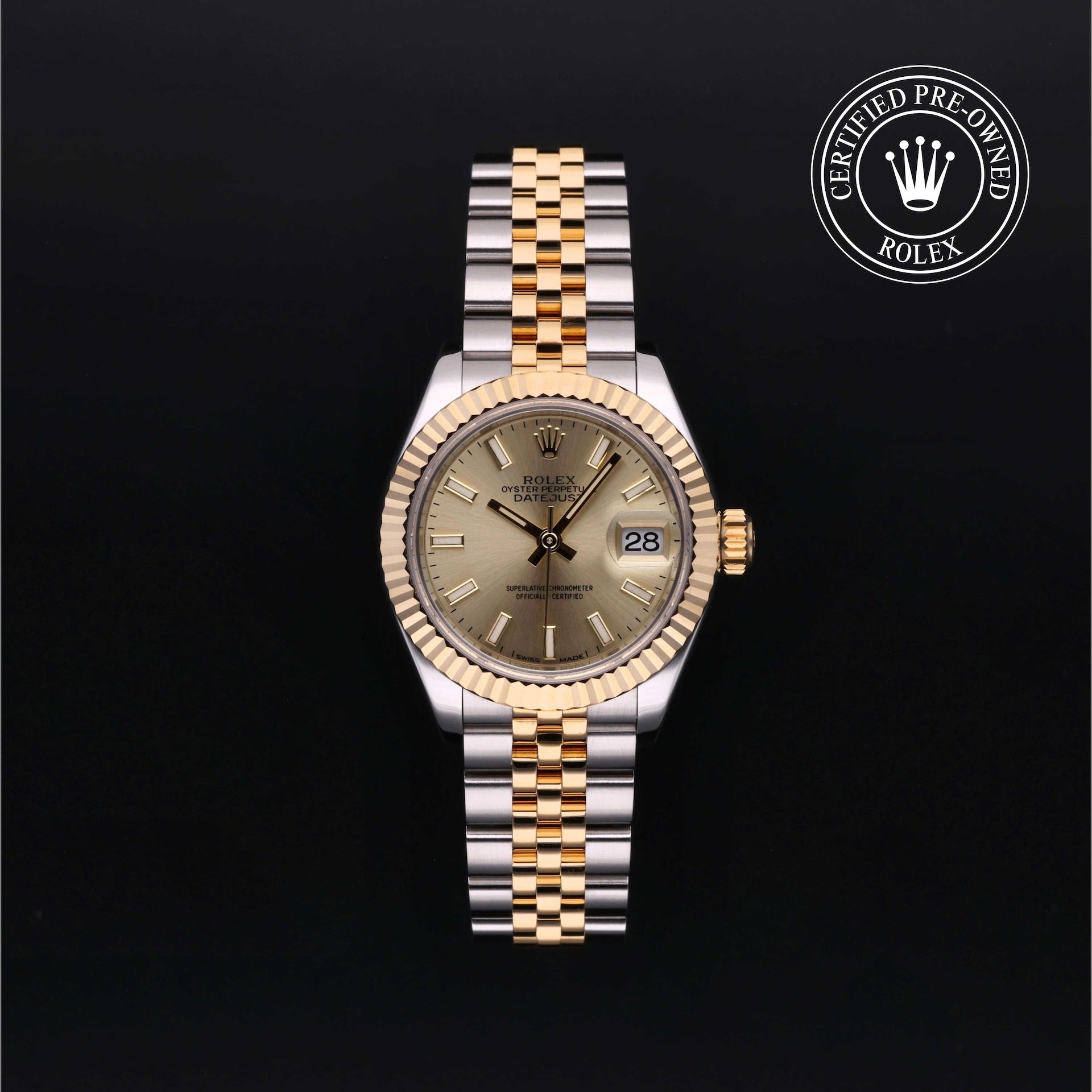 Rolex Lady-Datejust 28 — Oystersteel & Yellow Gold, Champagne Dial (Ref. 279173)