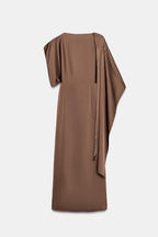 Satin Cape Midi Dress