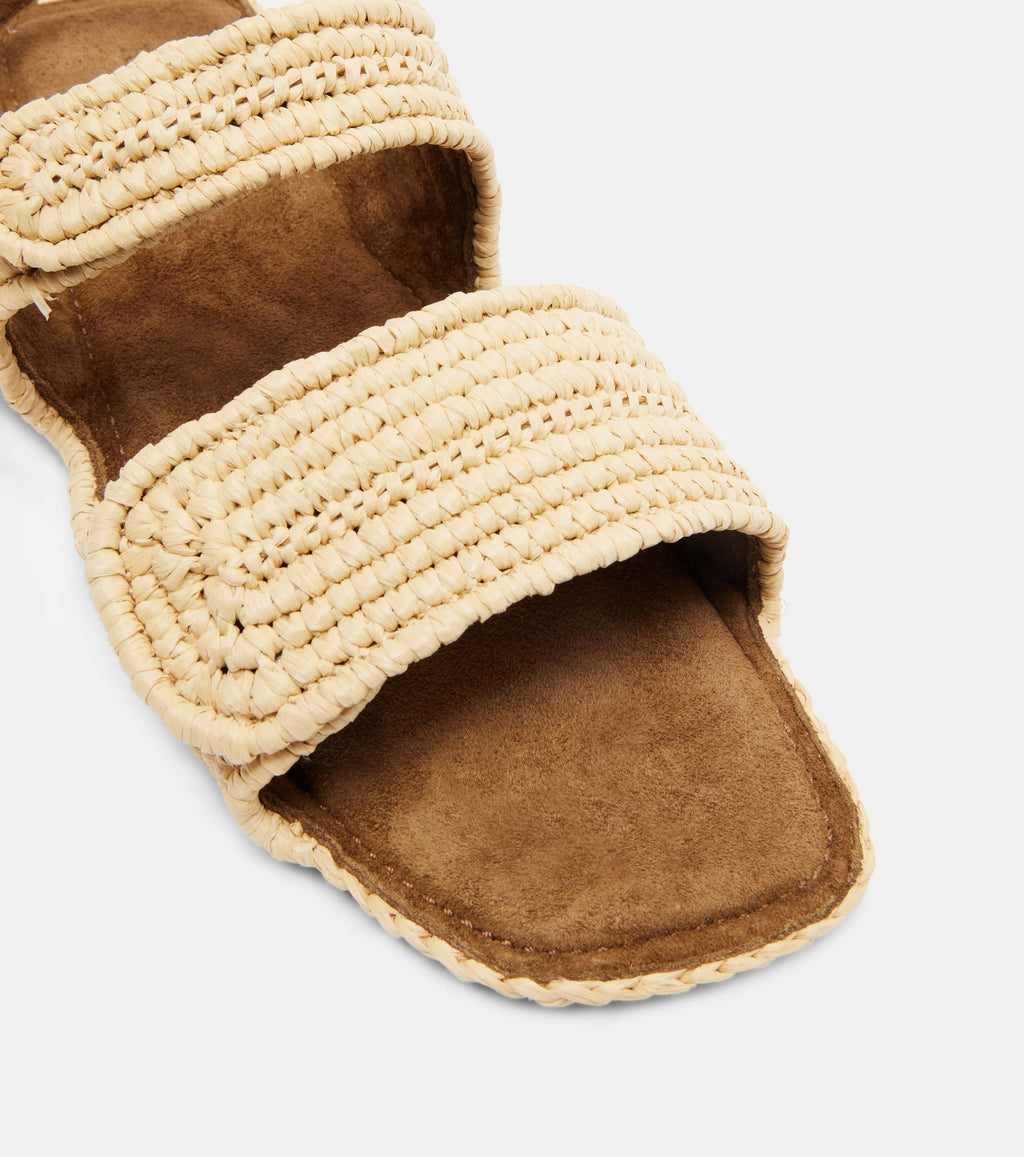 Khaite Boden Leather-Trimmed Raffia Sandals
