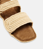 Khaite Boden Leather-Trimmed Raffia Sandals
