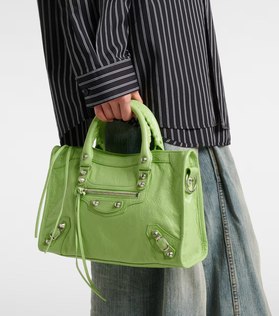 Balenciaga Le City Small Leather Tote Bag Green