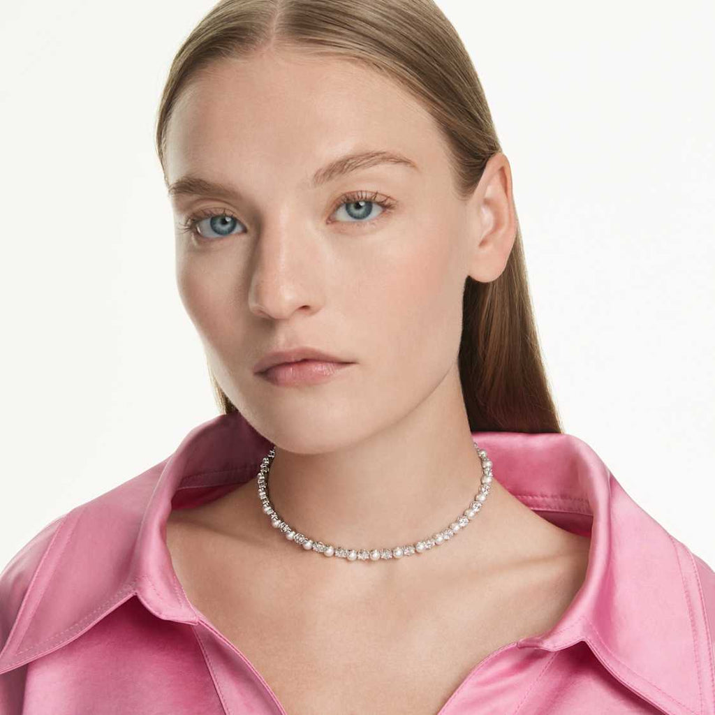 Matrix Crystal and Pearl Tennis Necklace