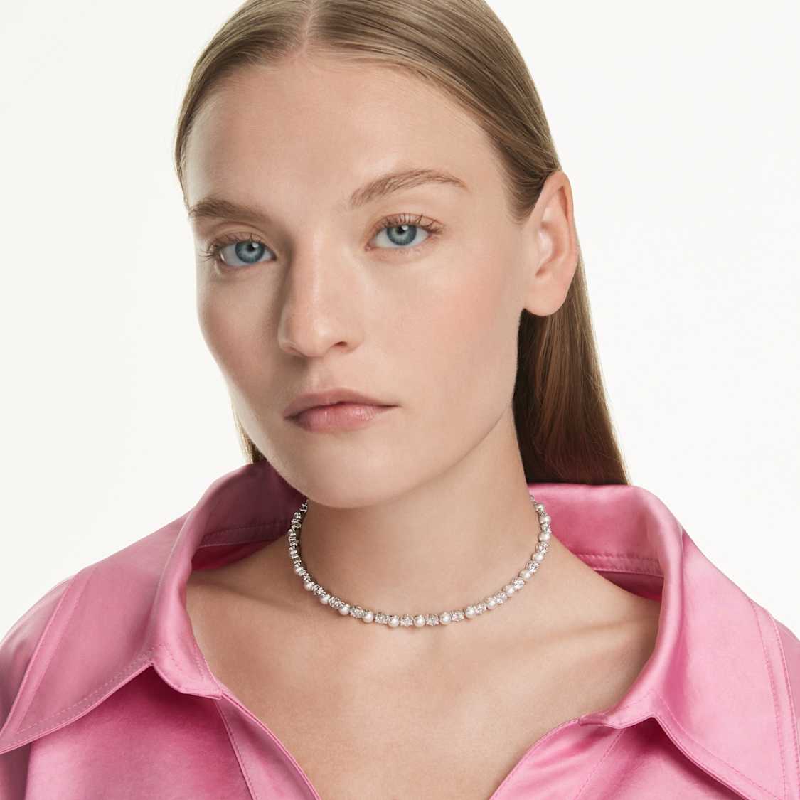 Matrix Crystal and Pearl Tennis Necklace