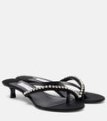Jimmy Choo Dila 35 Leather and Satin Thong Sandals – Black