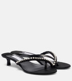 Jimmy Choo Dila 35 Leather and Satin Thong Sandals – Black
