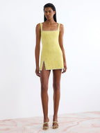 Clio Peppiatt Athena Mini Dress in Lemon