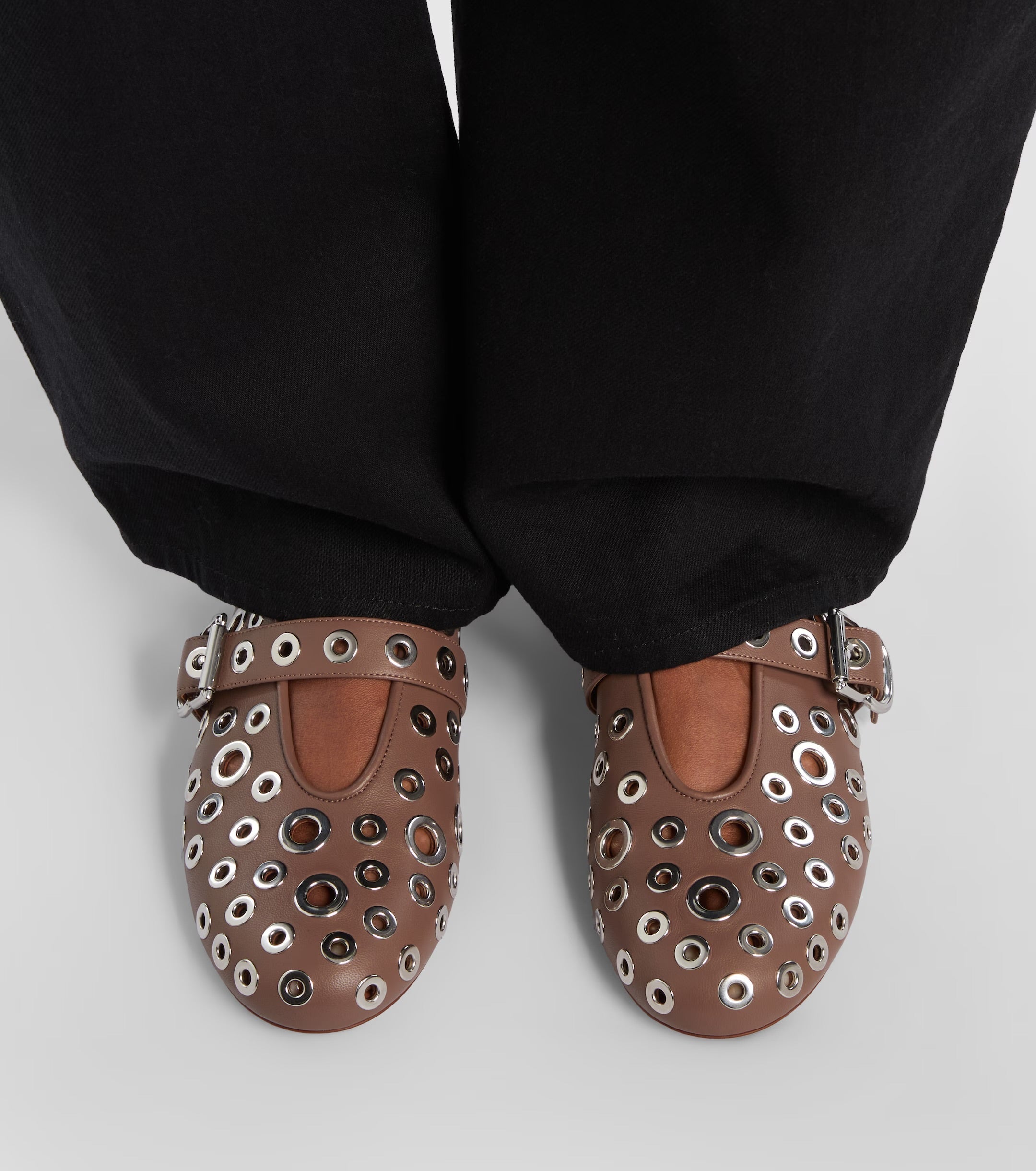 Alaïa Eyelet Mary Jane Ballet Flats