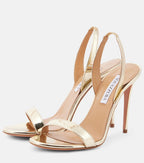 Aquazzura So Nude 105 Metallic Leather Sandals
