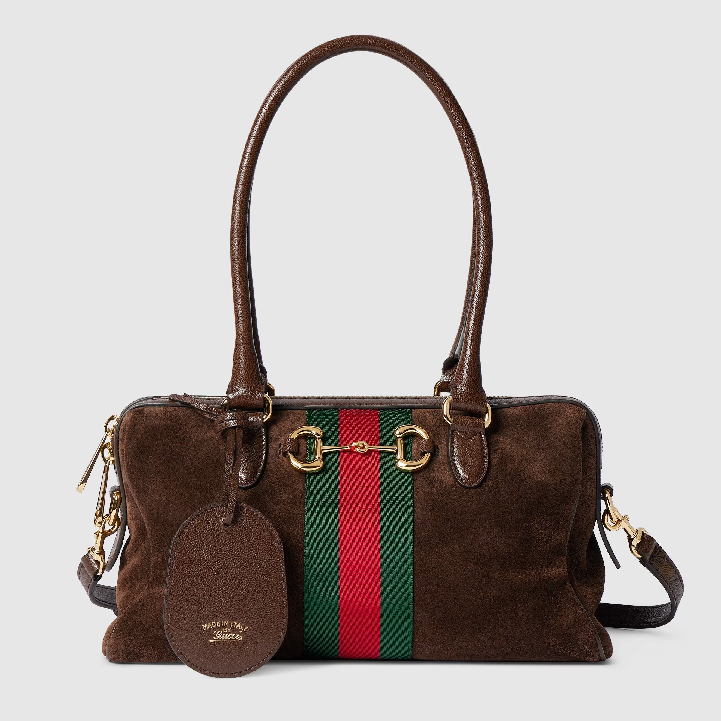 Borsetto Medium Boston Bag in Suede