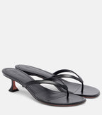 Amina Muaddi Juliette Leather Thong Sandals – Black