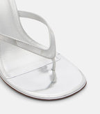 Amina Muaddi Juliette Mirrored Leather Thong Sandals – Silver