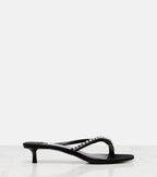 Jimmy Choo Dila 35 Leather and Satin Thong Sandals – Black