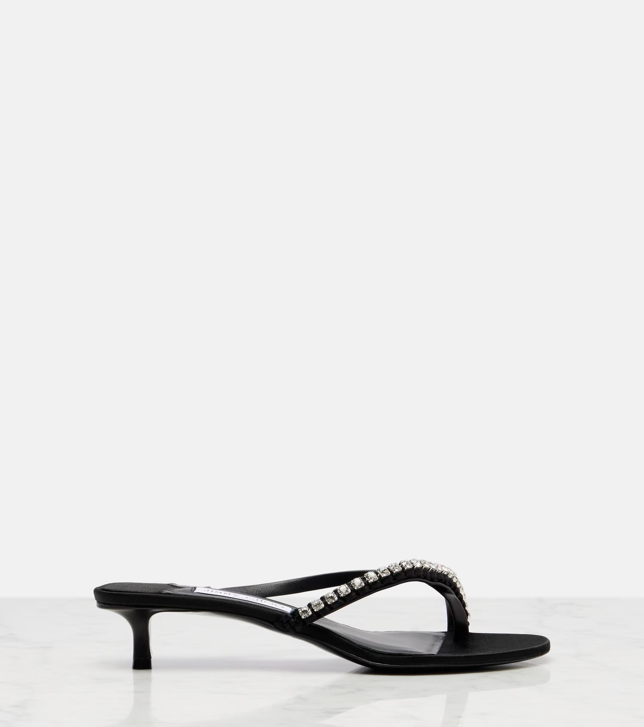 Jimmy Choo Dila 35 Leather and Satin Thong Sandals – Black