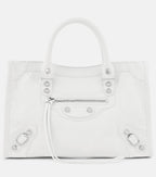 Balenciaga Le City Small Leather Shoulder Bag White