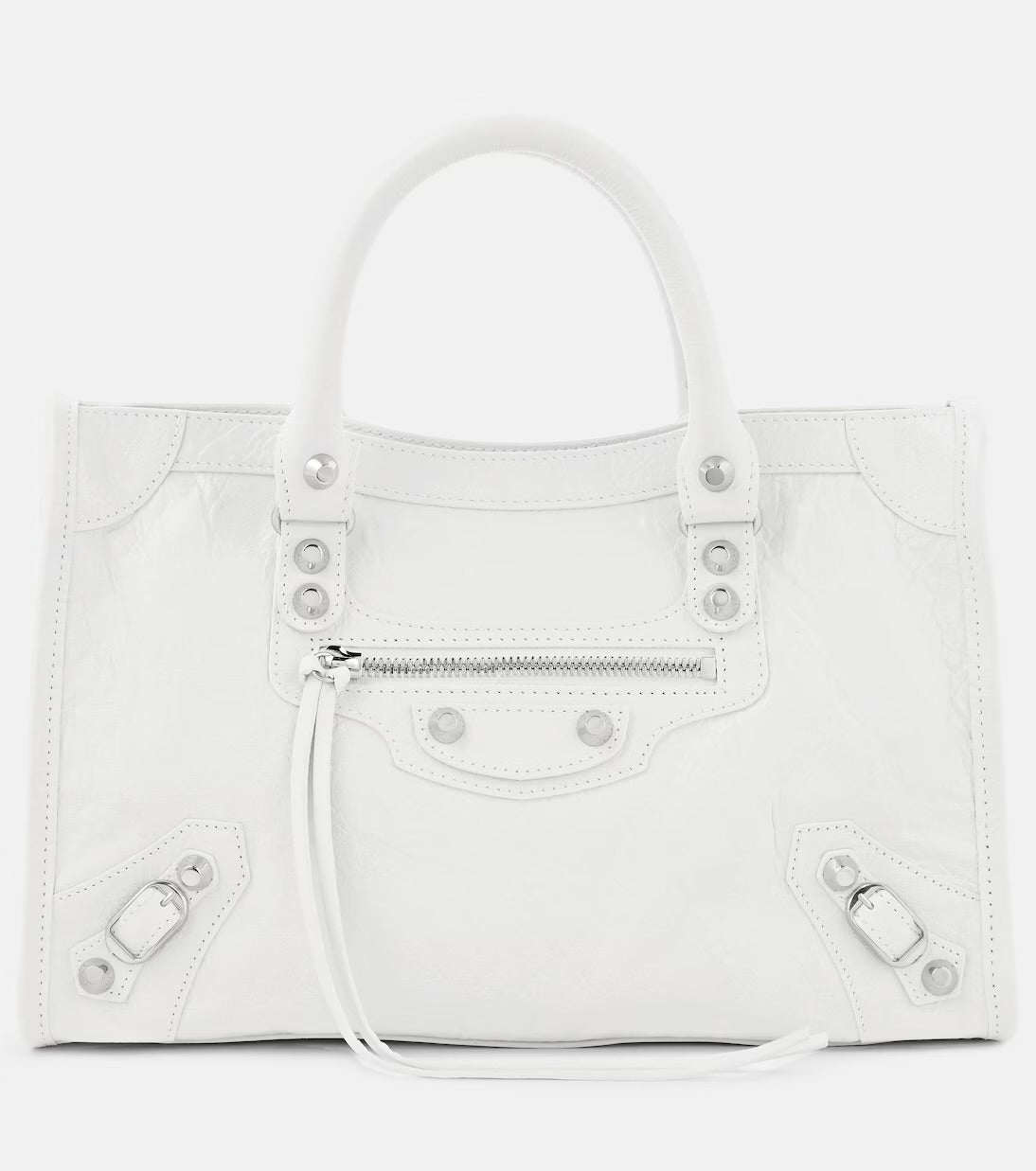 Balenciaga Le City Small Leather Shoulder Bag White