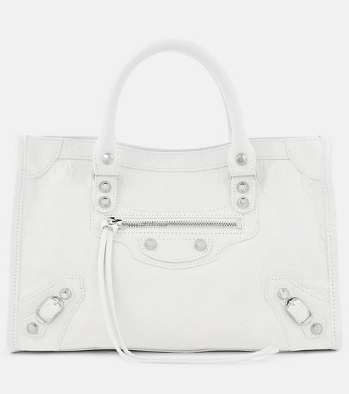 Balenciaga Le City Small Leather Shoulder Bag White