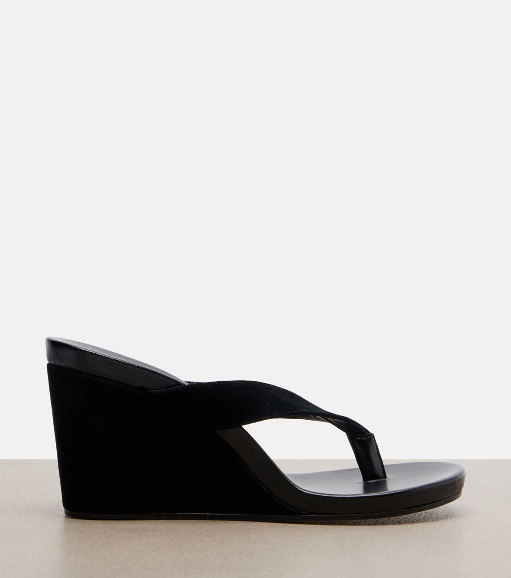 Phoebe Philo Suede Wedge Thong Sandals – Black