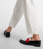 Christian Louboutin Penny Suede-Trimmed Patent Leather Loafers