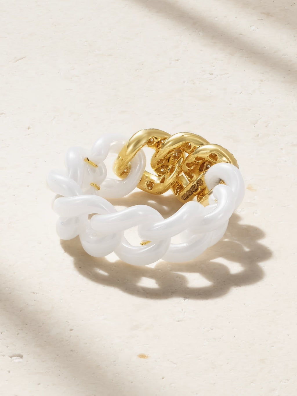 Essential Link Ceramic and Diamond Ring, 18K Gold