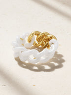 Essential Link Ceramic and Diamond Ring, 18K Gold