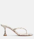 Amina Muaddi Juliette Snake-Print Leather Thong Sandals – White
