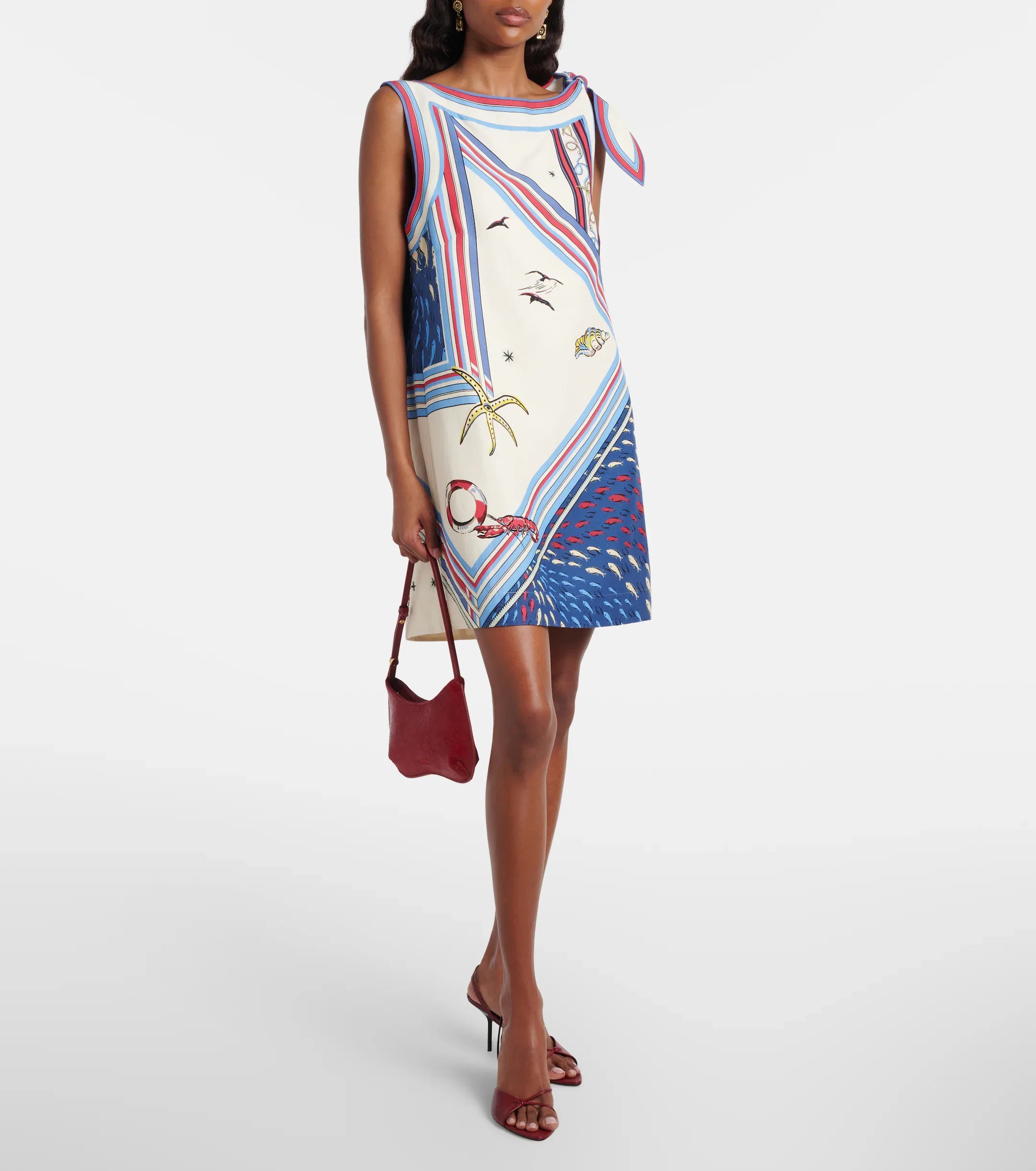 Alémais Apollo Bow-Detail Printed Minidress
