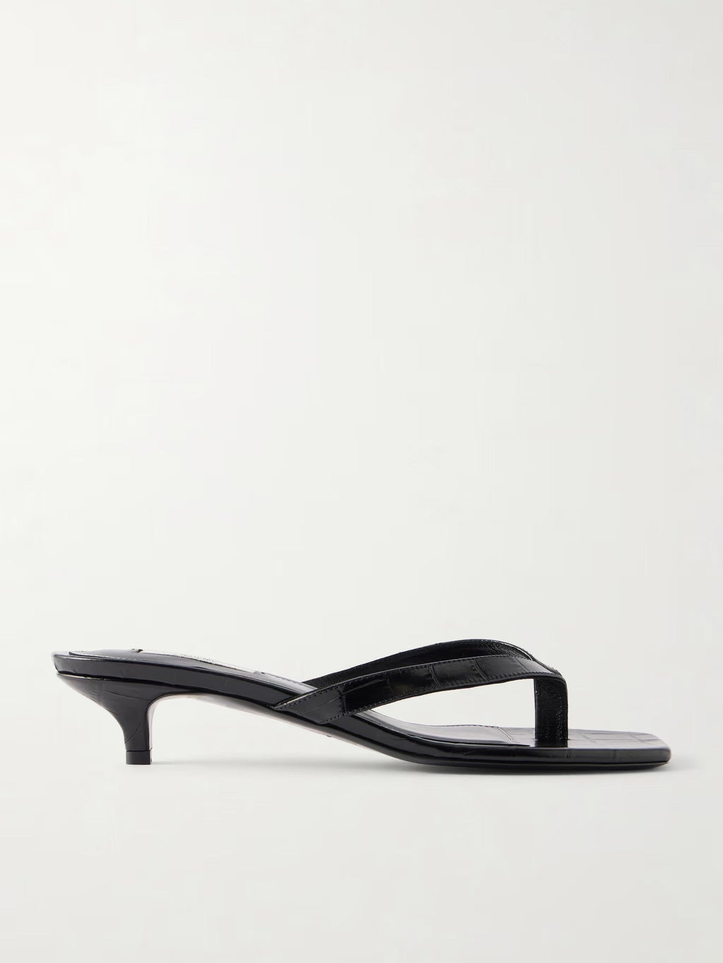 Toteme Croc-Effect Leather Thong Sandals in Black
