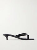 Toteme Croc-Effect Leather Thong Sandals in Black
