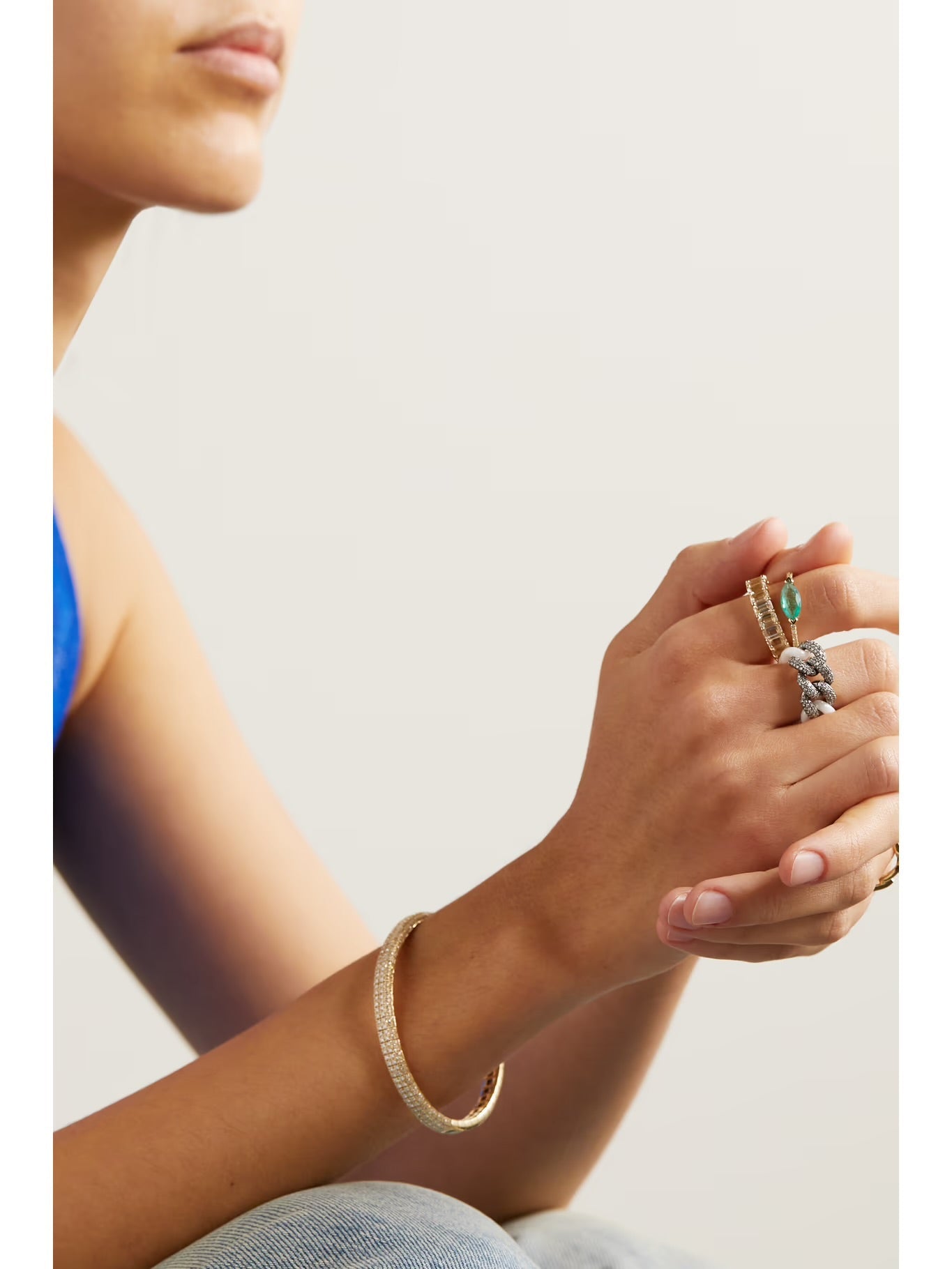 Ceramic, Blackened Gold and Diamond Ring, 18K Gold