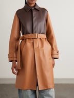Loewe Belted Two-Tone Leather Coat