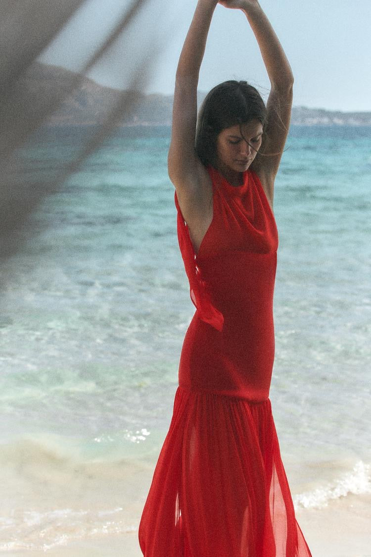 Combined Voluminous Halter Dress