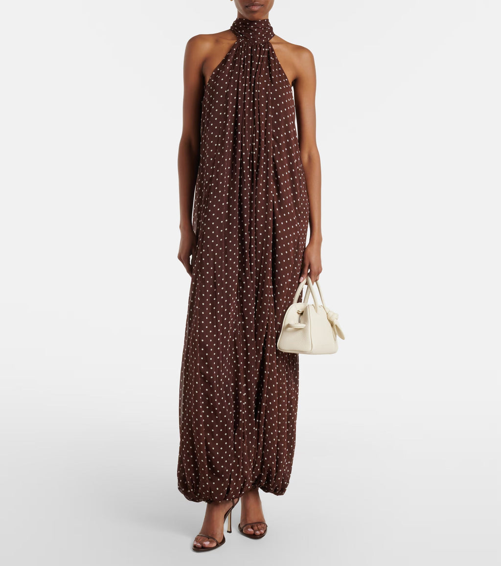 Rotate Polka-Dot Chiffon Halterneck Jumpsuit